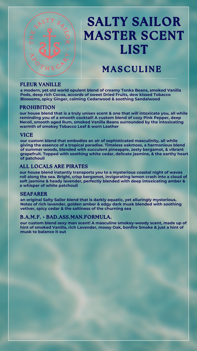 Salty Sailor Signature Scents • Master Scent List