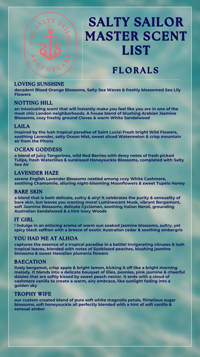 Salty Sailor Signature Scents • Master Scent List